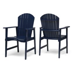 Outdoor Weather Resistant Acacia Wood Adirondack Dining Chairs Set (Set of 2) - Navy Blue