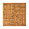 Outdoor Square Table With Curved Legs And Perpendicular Wooden Slats Table Top - Teak - Image 7