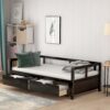 Daybed With Trundle And Two Storage Drawers, Sofa Bed For Bedroom Living Room - Espresso - Image 15