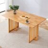 Style Dining Table With Imitation Rattan Texture For Dining Room Living Room Office - Wood - Image 6