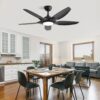 Indoor Ceiling Fan With 5 ABS Blades Remote Control Reversible Dc Motor For Living Room - Black - Image 8