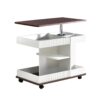 Adjustable End Table With Wheels, Modern Multifunctional Sofa Side Table With Lift Top, 360°Rotating Top And Storage Space For Living Room, Small Space - Brown / White - Image 14