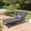 Modern Aluminum Chaise Lounge With Water Resistant Fabric Cushions - Dark Gray - Image 2