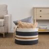 Gregory - Cotton Round Laundry And Storage Basket Medium - Brown / White / Gray - Image 5