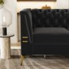 Fx-P83-Bk2 (Sofa) Luxurious Velvet Sofa With Gold Legs, Modern Chesterfield Design, Tufted Upholstery, 3-Seat Couch For Living Room And Office - Black - Image 5
