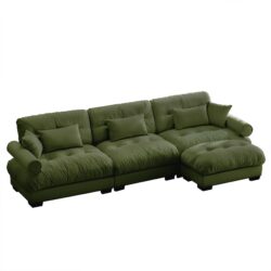 Super Comfort Oversized Modular Sectional Sofa Couch With Movable Ottoman - Olive Green