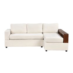 Sectional Sofa Upholstered Sofa Couch With Reversible Armrests For Living Room - Beige