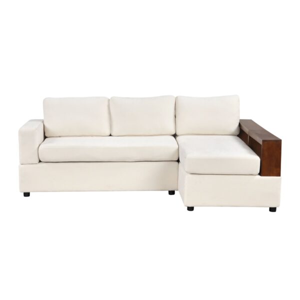 Sectional Sofa Upholstered Sofa Couch With Reversible Armrests For Living Room - Beige