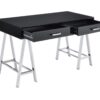 Coleen - High Gloss Writing Desk With USB - Black / Chrome - Image 2