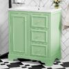 Bathroom Vanity Cabinet With Ceramic Basin, 3 Drawers And Adjustable Shelves - Green - Image 26