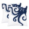 Octopus Patterned Pillow Cover With Matching Back - White - Image 4
