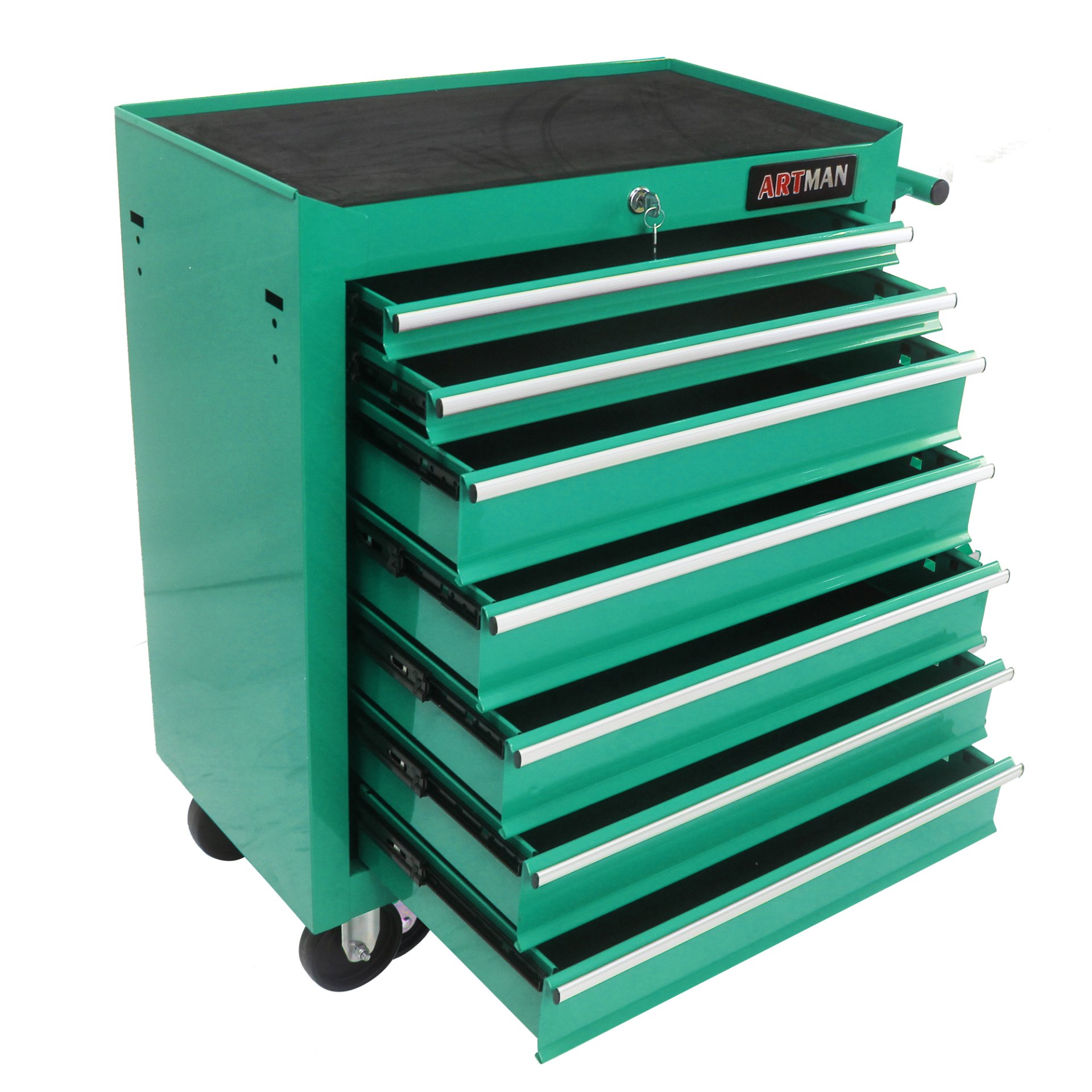 7 Drawers Multifunctional Tool Cart With Wheels - Green - Image 4
