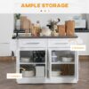 Homcom - Rolling Kitchen Island With Storage, Portable Kitchen Cart With Stainless Steel Top, 2 Drawers, Spice, Knife And Towel Rack And Cabinets - White - Image 4