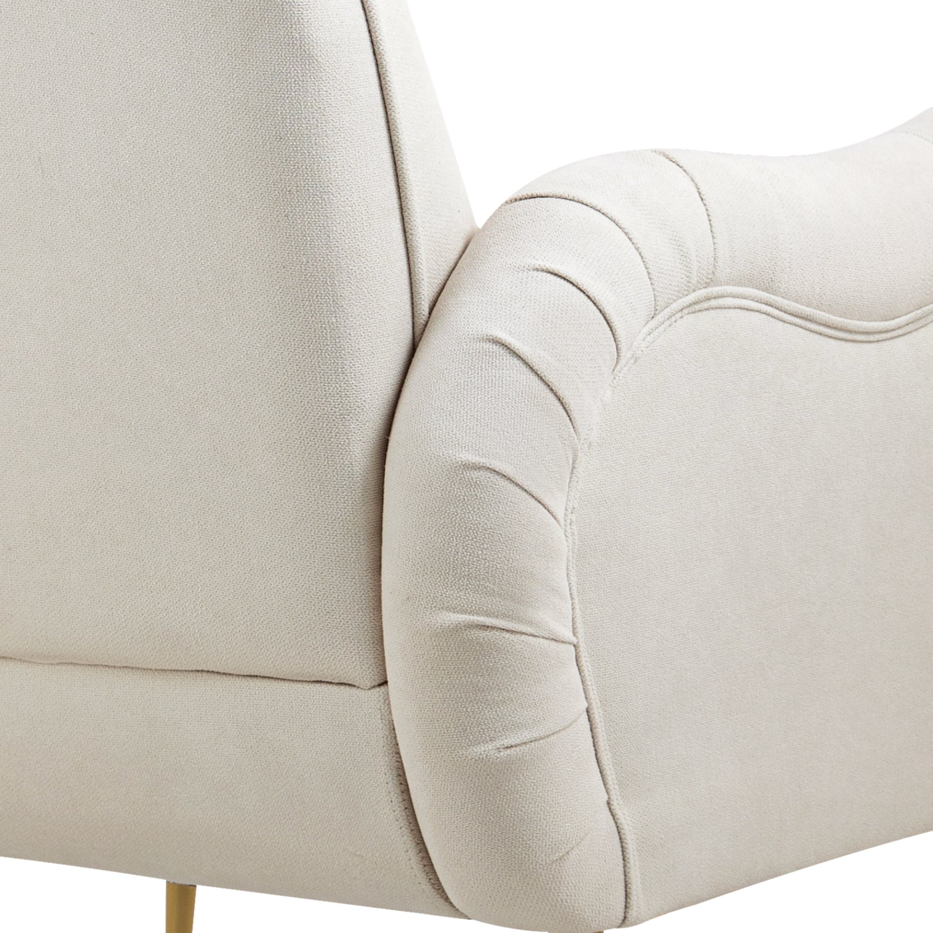 Modern Accent Chair With Snowflake Fabric And Metal Legs, Single Sofa Chair For Living Room - Beige - Image 14