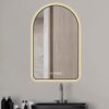 Modern Arched LED Bathroom Mirror With Time And Temperature Display, Anti Fog, Dimmable Light - Black - Image 2