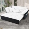 Modern Convertible Sleeper Sofa Bed With Pull Out Queen Design, Side Storage & Thick Cushions Chenille Loveseat For Living Room Or Bedroom 3 In 1 Function - - White - Image 5