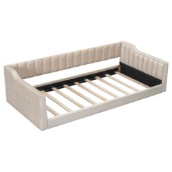 Twin Long Daybed With Side Storage Pocket - Beige