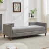 Chenille Upholstered Chaise Lounge With Nailheads And Rubberwood Legs, Wide Sleeper Sofa With 4 Throw Pillows & 2 Bolsters - Gray - Image 13