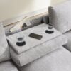Sectional With Bluetooth Speaker Comfy Cloud Couch Set With Drop Down Table Cup Holders, USB Charger Storage Armrest Wide Seat Sofa - Gray - Image 11
