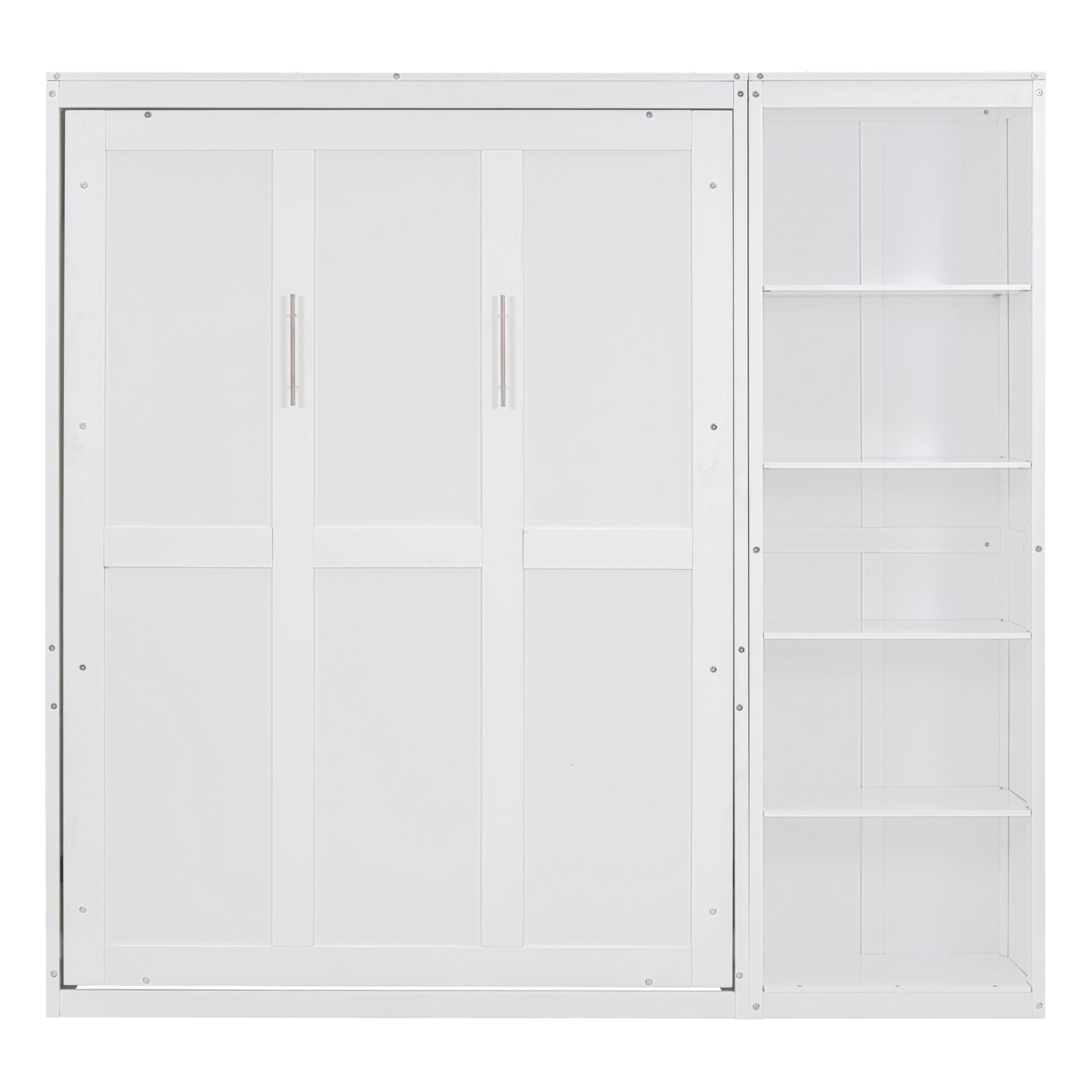 Full Size Murphy Wall Bed With Shelves - White - Image 4