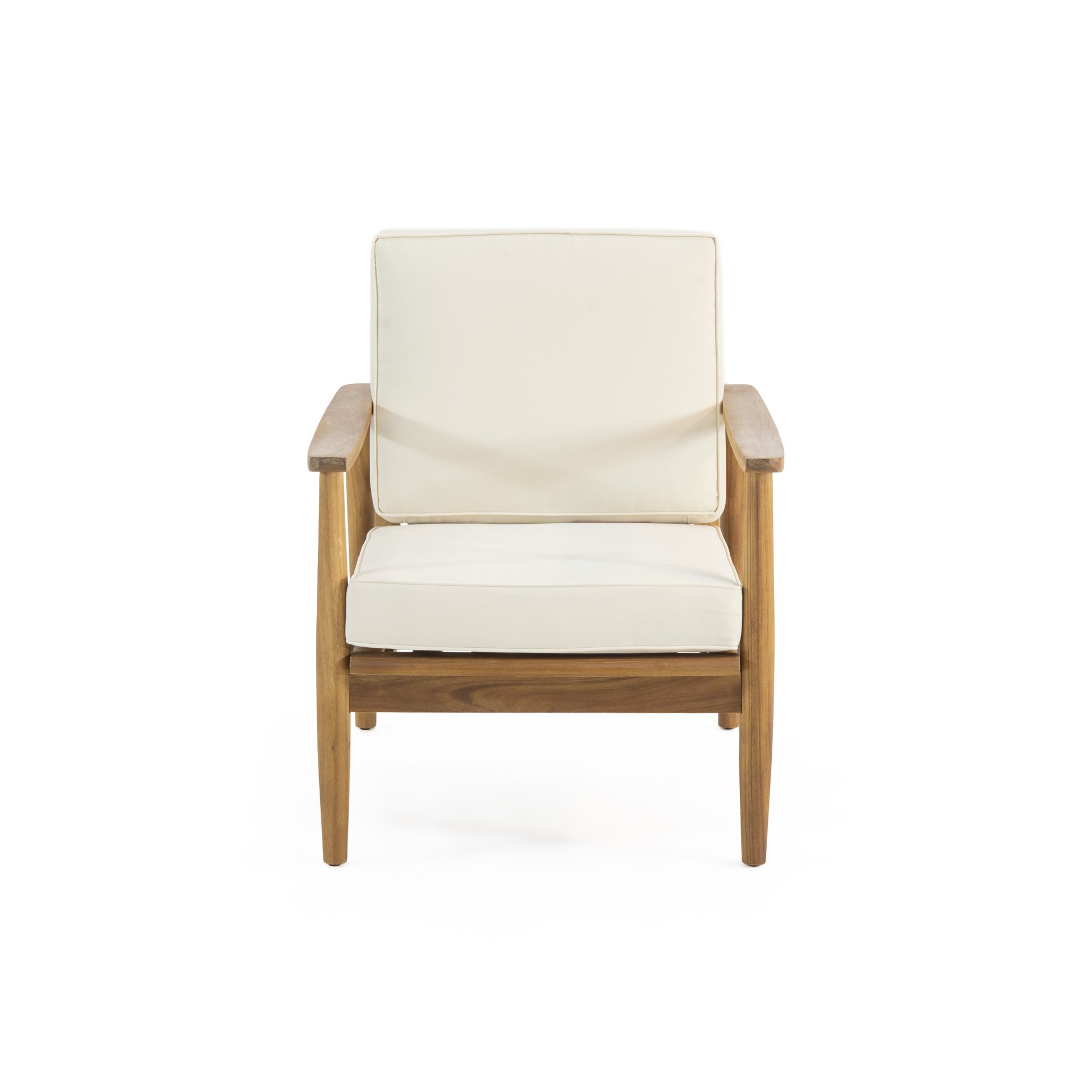 Birdsong - Outdoor Club Chair With Slat Back And Seat Cushion - Beige - Image 4