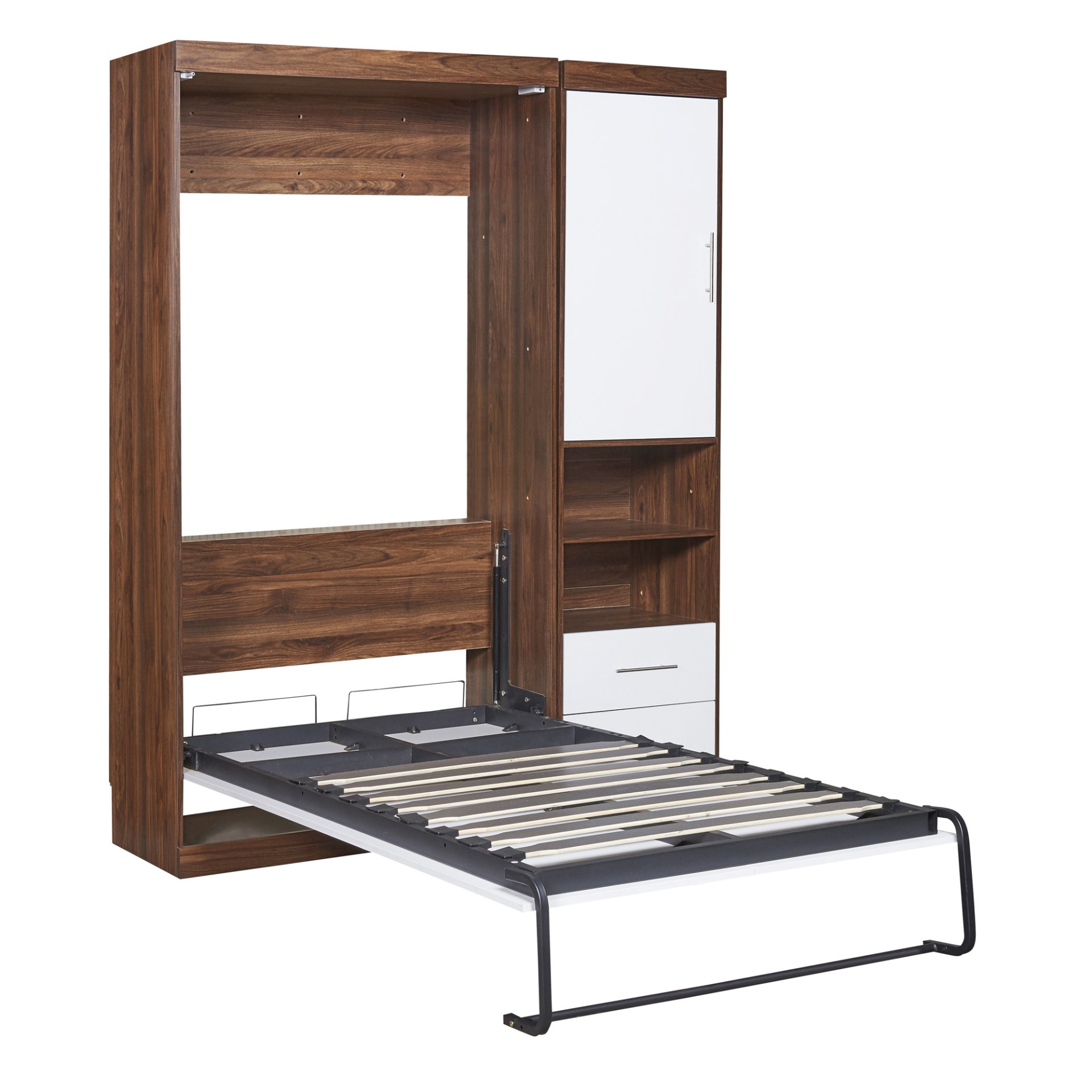 Twin Size Murphy Wall Bed With Cabinet - White - Image 5