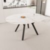 Modern Extendable Circular Dining Table With Top And Metal Legs For 4 - 6 Persons - White - Image 4