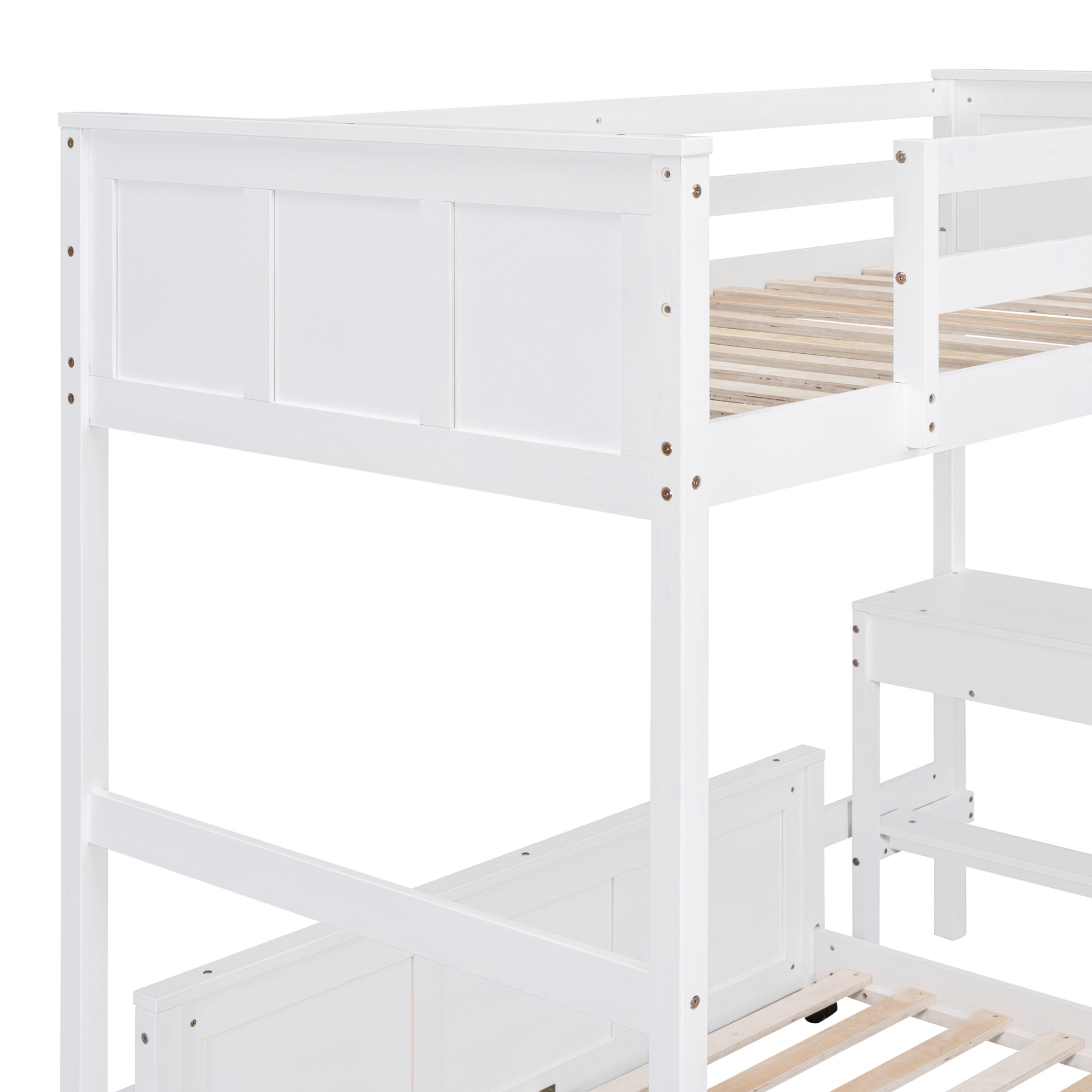 Twin Over Full Bunk Bed With Desk - White - Image 10