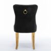 Nikki - Modern, High-End Tufted Solid Wood Contemporary Velvet Upholstered Dining Chair With Golden Stainless Steel Plating Legs, Nailhead Trim (Set of 2) - Black - Image 6