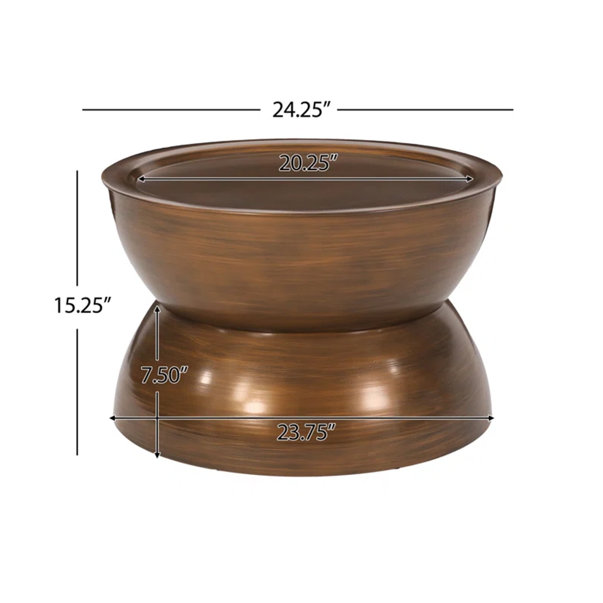 Sparling - Modern Iron Hourglass Coffee Table - Brushed Antique Brown - Image 3