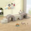 Indoor Soft Foam Climber Play Sets 7 In 1, Soft Play Equipment Climb And Crawl Playground For Toddlers, Kids Crawling And Climbing Active Play Structure - Coffee - Image 2