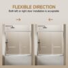 Aluminum Frame Double Sliding Soft Close Bathtub Shower Door, 1 / 4" Tempered Glass And Dual 304 Stainless Steel Handles - Chrome - Image 5