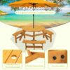 6 Person Circular Outdoor Wooden Picnic Table For Patio, Backyard, Garden, Diy With 3 Built-In Benches, 1720Lb Capacity - Natural - Image 5