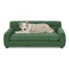 Modern Pet Sofa With Backrest And Armrests For Small And Medium Dogs Linen Upholstery - Green - Image 7
