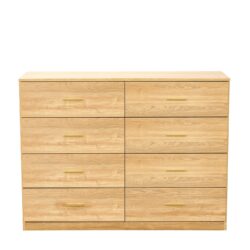 Modern Natural 8 Drawer Dresser For Bedroom With Ample Storage, Sturdy And Safe - Natural