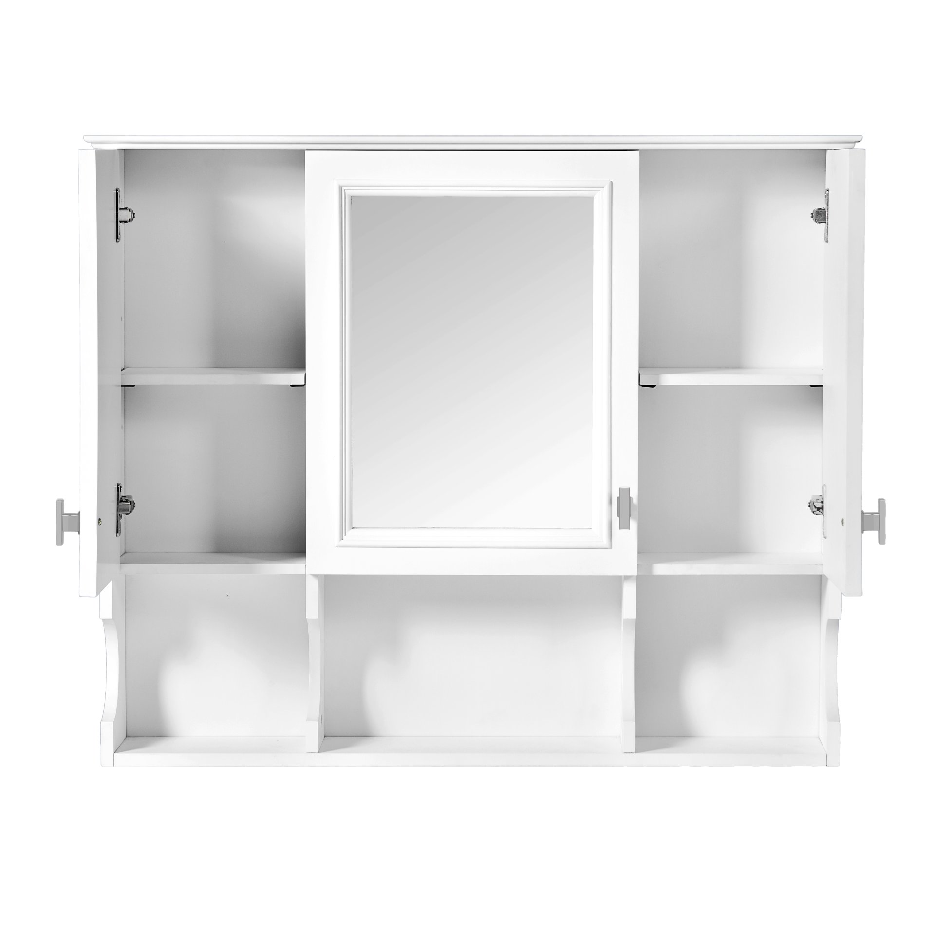 Wall Mounted Bathroom Medicine Cabinet, Modern Bathroom Wall Cabinet With Mirror, Mirror Cabinet With Open Shelves - White - Image 10