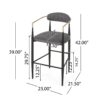 Barstools (Set of 2), Counter Height Upholstered Bar Stools With Backs And Iron Legs For Kitchen Island Fabric Seating 260Lbs Weight Capacity - Gray - Image 3