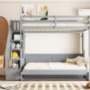 Full Over Full Size Murphy Bed With Hydraulic Lift & Desk Design - Gray - Image 21