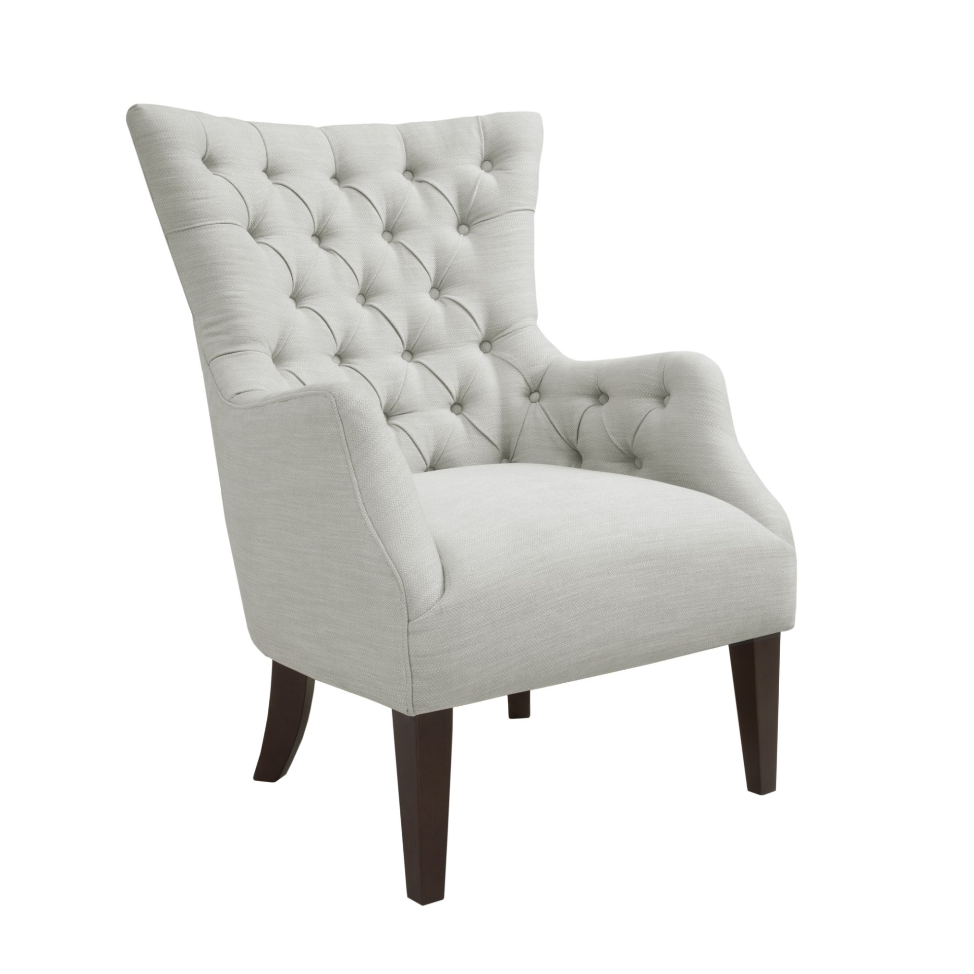 Hannah - Button Tufted Wing Chair - Ivory - Image 8