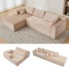 Compression Sectional Couch With Comfy Chaise, Boneless L Shape Sofa With Deep Seat, Minimalist Modular Couches Sleeper - Beige - Image 5