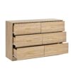 Modern 6 Drawer Dresser For Bedroom, Ample Storage Wide Chest Of Drawers, Sturdy & Safe - Natural - Image 5