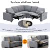 Power Recliner Sectional Sofa Home Theater Reclining Sofa With Two USB Ports, Two Storage Drawers For Living Room - Gray - Image 5