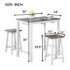 3 Pieces Counter Set Hanging Stool Easy To Clean For Small Space - Antique White / Sandstone - Image 9