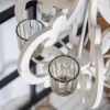 Farmhouse Chandelier, 6 Light Wood Chandelier Pendant Light Fixture With Adjustable Chain For Dining Room Living Room Entryway, Bulb Not Included - Cream - Image 11