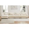 Modern L Shaped Sectional Cloud Sofa With Convertible Deep 4 Seater Design - Cream - Image 10