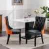 Nikki - Modern, High-End Tufted Solid Wood Contemporary And Velvet Upholstered Dining Chair With Wood Legs Nailhead Trim (Set of 2) - Black / Orange - Image 14