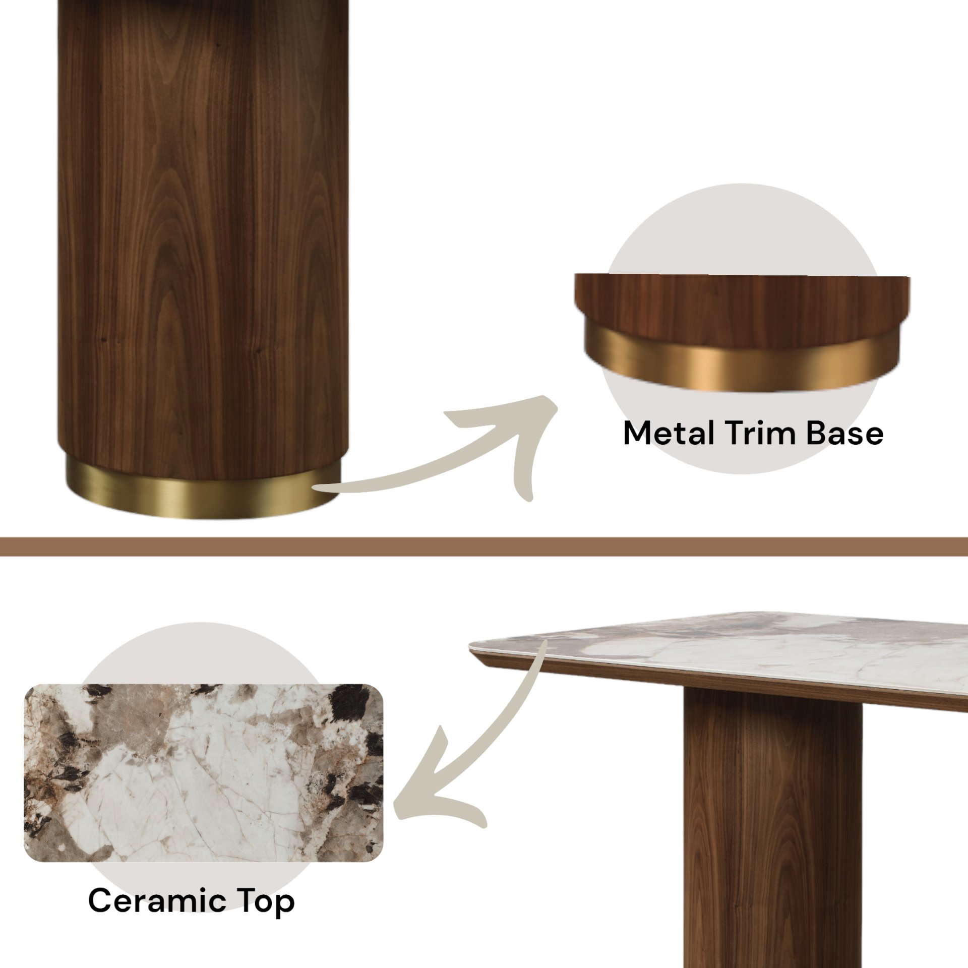 Willene - Ceramic Top Dining Table - Walnut - Image 5