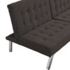 Faux Linen Wood Frame Futon Sofa Bed With Stainless Legs - Espresso - Image 11