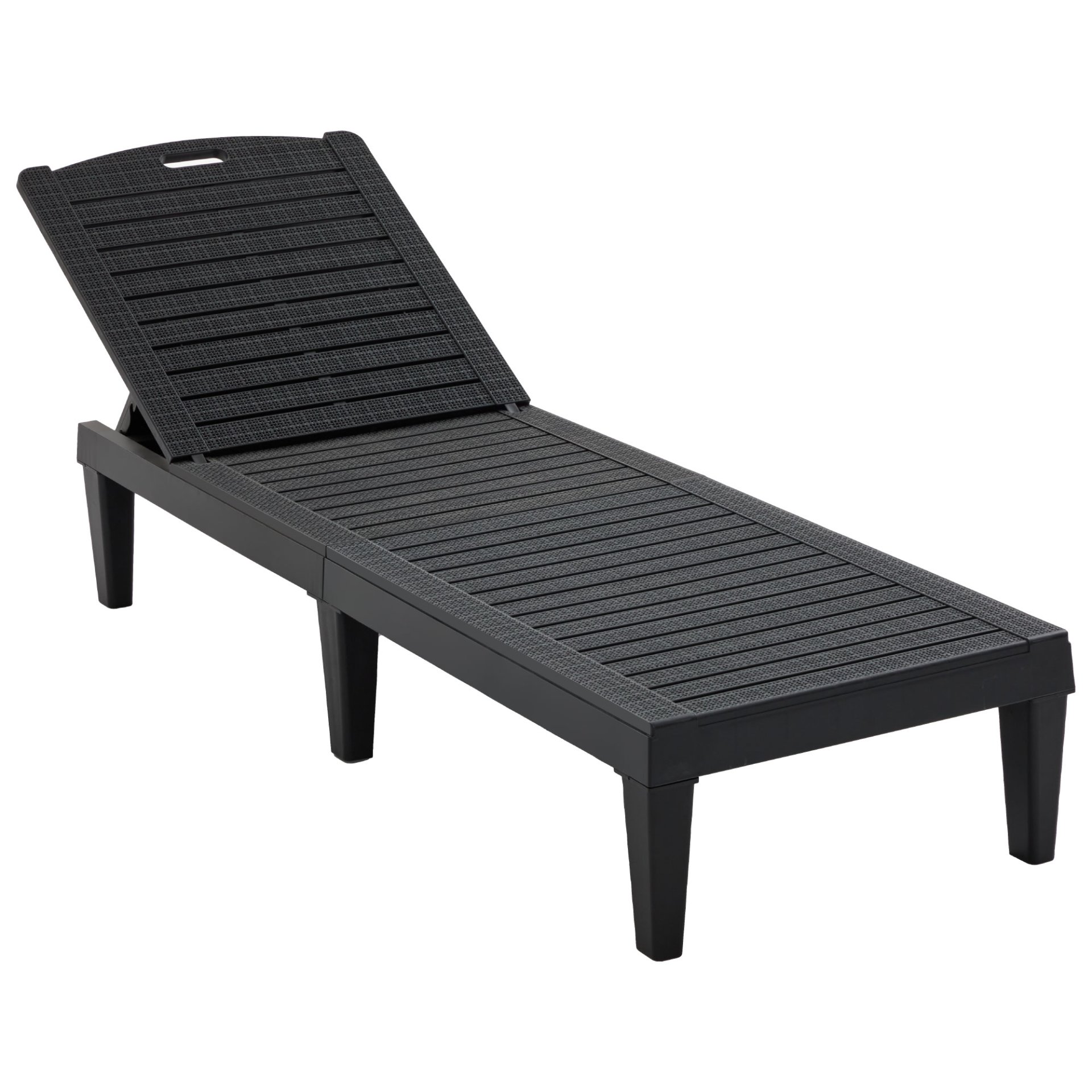 Outdoor Chaise Lounges (Set of 2) With Adjustable Backrest Polypropylene Resin For Patio, Poolside Or Beach - Black - Image 11