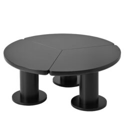 Round Petal Shaped Coffee Table Style Center Table With 3 Thick Legs Minimalist Irregular End Table With Sleek Round Edges For Living Room - Black